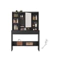 Miniatyrbillede 1 af 6: toiletbord med LED-belysning, 3 farver med justerbar lysstyrke, toiletbord med spejl, kosmetikbord med justerbare hylder, 2 skuffer, moderne, blæksor