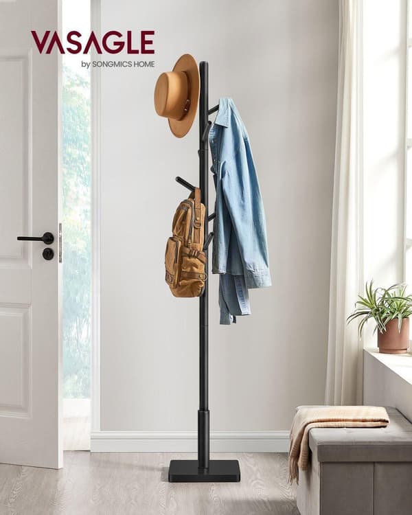 Coat Rack, Solid Wood Coat Stand, Free Standing Hall Coat Tree 8 koukkuja takit, hatut, laukut, kukkarot, eteiseen, eteinen, kumipuu koukut ja napa,