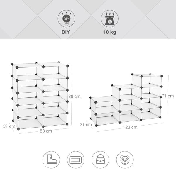 Schmall skoskab semi-transparent hvid