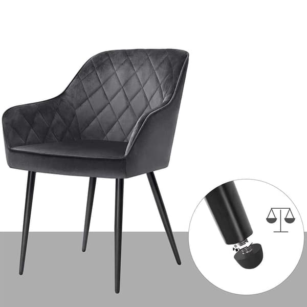 LDC088G01-6 6 ruokailutuolin setti käsinojilla Istuimen leveys 49 cm Metallijalat Samettiverhoilu Kestää jopa 110 kg työhuoneeseen olohuoneeseen maku