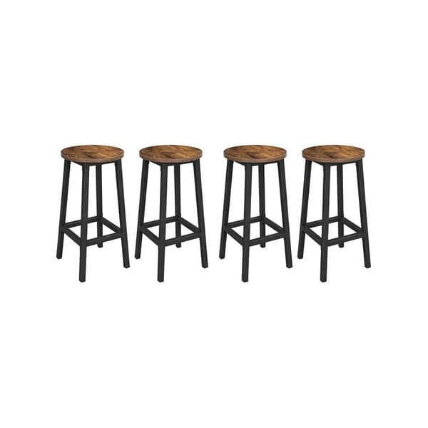 LBC232B01 Set med 4 köksbarstolar med stålram Höjd 65 cm Rund Enkel montering Industriell design Vintage Brown / Black