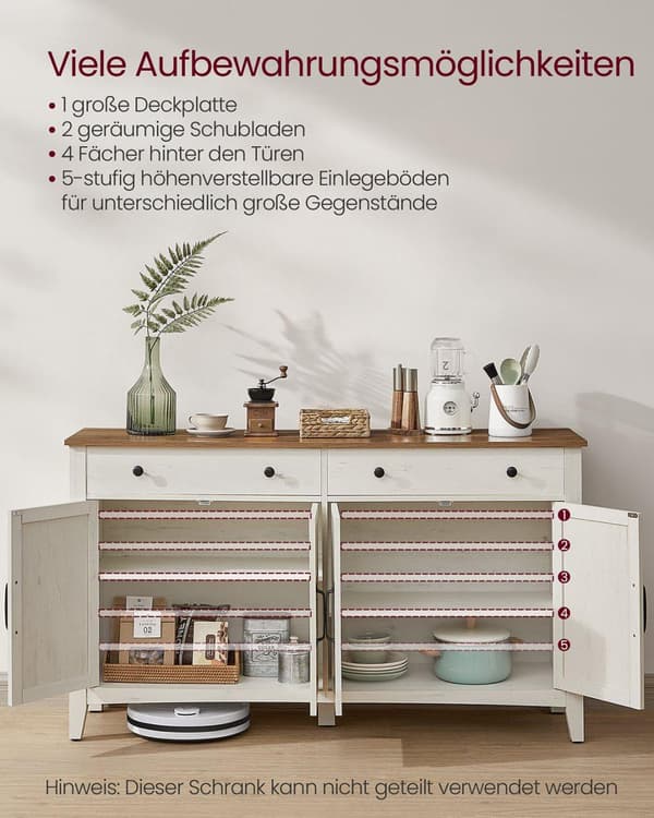Køkkenskab, VASAGLE, 40x140x80cm, Vintage Hvidbrun