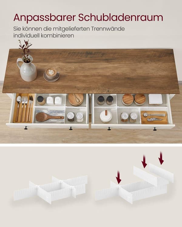 Køkkenskab, VASAGLE, 40x140x80cm, Vintage Hvidbrun
