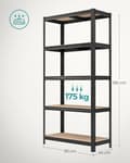 Miniatyrbillede 3 af 6: 5-trins kraftige reoler, sæt med 2 stålreoler til opbevaring, boltfri samling, til garage, skur, belastningskapacitet 1929 lb hver, 15,7 x 35,4 x 70,