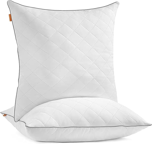 Kudde Set om 2, vändbar 80 x 80 cm, svalkande mjukt överdrag, 1200 g fyllning, vinter, sommar, maskintvättbar, torktumlas upp till 60°C, Cloud White