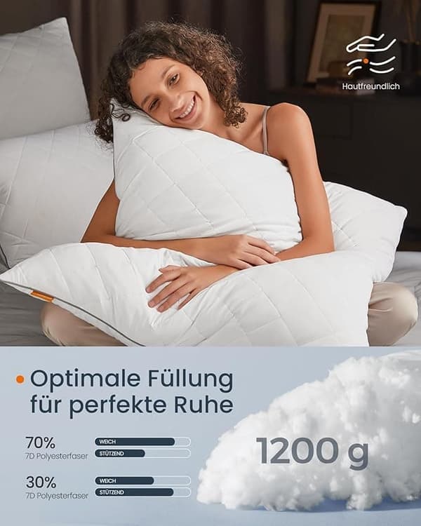 Vendbar pude 80 x 80 cm Kølende blødt betræk 1200 g fyld Vinter sommer Maskinvaskbar Tørretumbler 60°C Cloud White