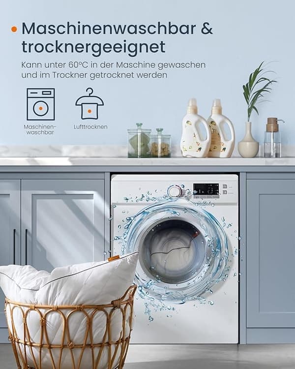Vendbar pude 80 x 80 cm Kølende blødt betræk 1200 g fyld Vinter sommer Maskinvaskbar Tørretumbler 60°C Cloud White