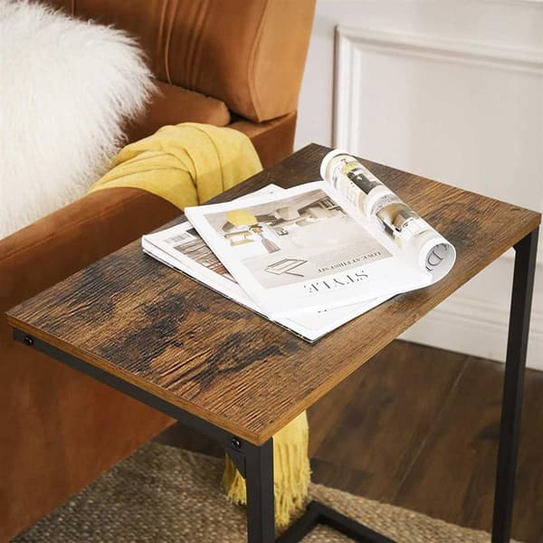 Sidebord, lille sofabord, endebord, laptopbord, til soveværelse, stue, arbejde i sengen eller på sofaen, enkel struktur, stabil, industriel stil, rus