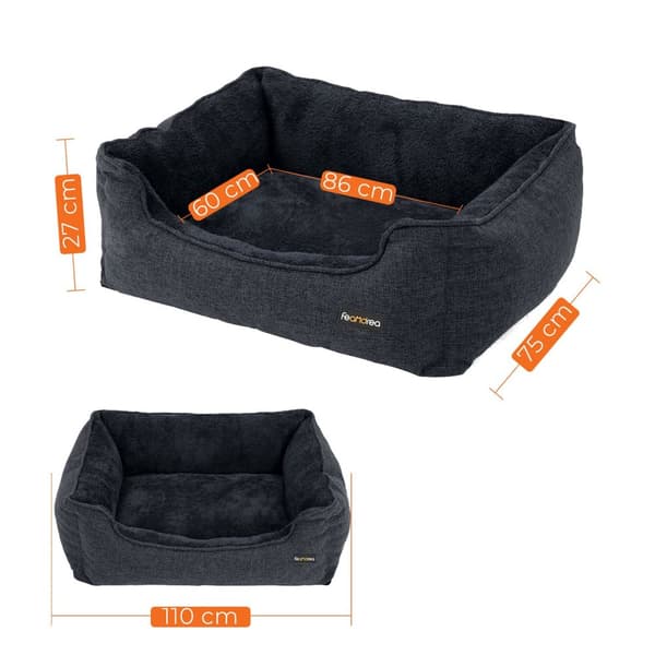 Koiran sänky, Pellava-Look Pet Bed, koiran sohvasänky korotetuilla reunoilla, liukumaton pohja, irrotettava pestävä kansi, XL, suurille koirille, 110