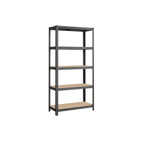 5-tasoinen hyllystö, teräshyllystö varastointiin, työkaluton kokoonpano, autotalliin, vajaan, kantavuus 875 kg, 40 x 90 x 180 cm, harmaa GLR040G01