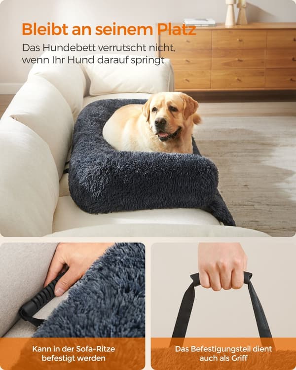 Hundbädd XXL plysch 122 x 95 x 18 cm mörkgrå