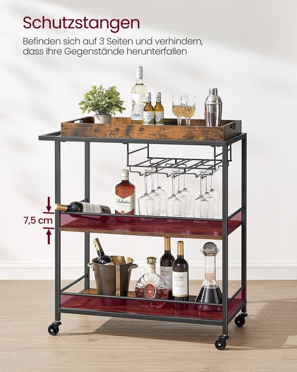 Serveringsvagn med fötter och hjul 40 x 88 x 96 cm