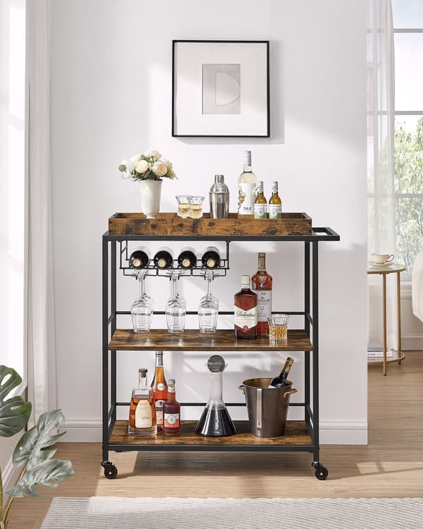 Serveringsvagn med fötter och hjul 40 x 88 x 96 cm
