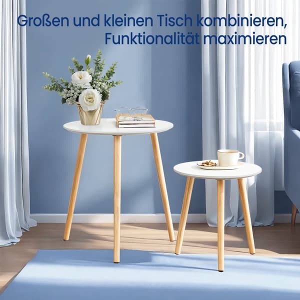 Sidebordssæt rundt, 2 moderne sofaborde, minimalistisk