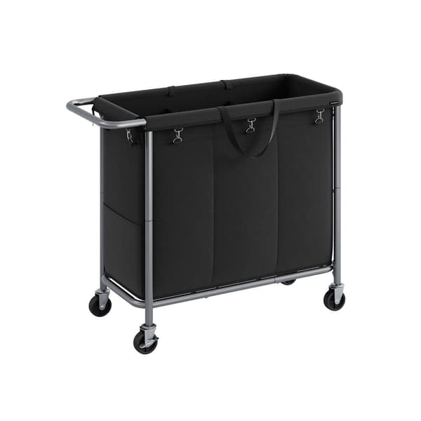 Tvättkorg 3 fack 200 liter med hjul och handtag