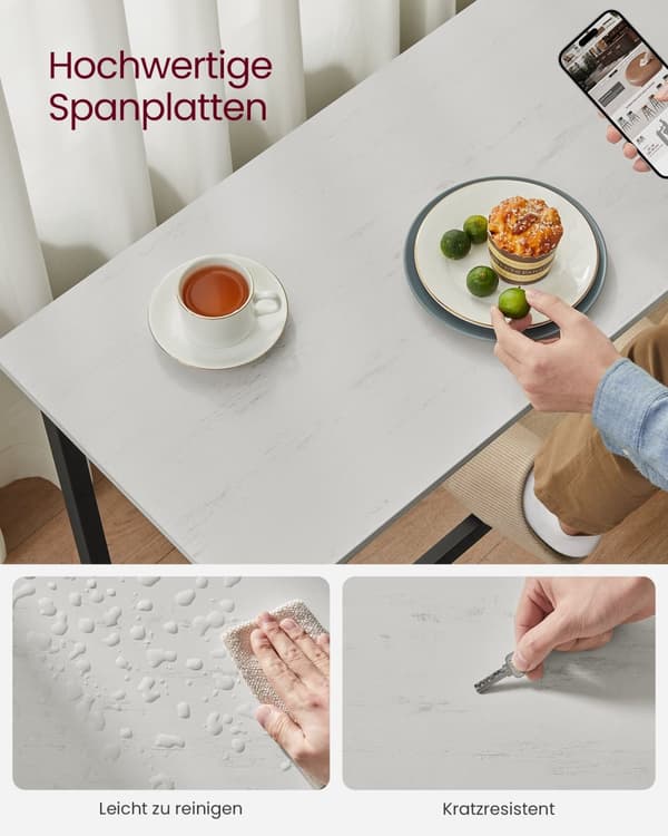 Rektangulärt barbord i industriell design, vitt