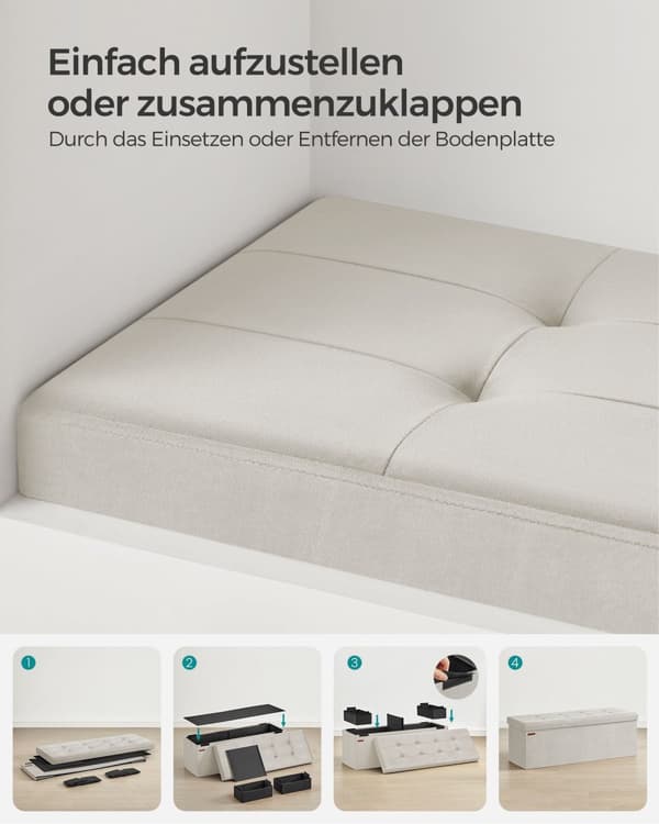 Bænk med opbevaringsplads i fløjl 38 x 110 x 38 cm