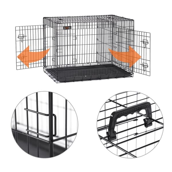 Hundebur, Hundekasse med 2 døre, 92,5 x 57,5 x 64 cm, Sort