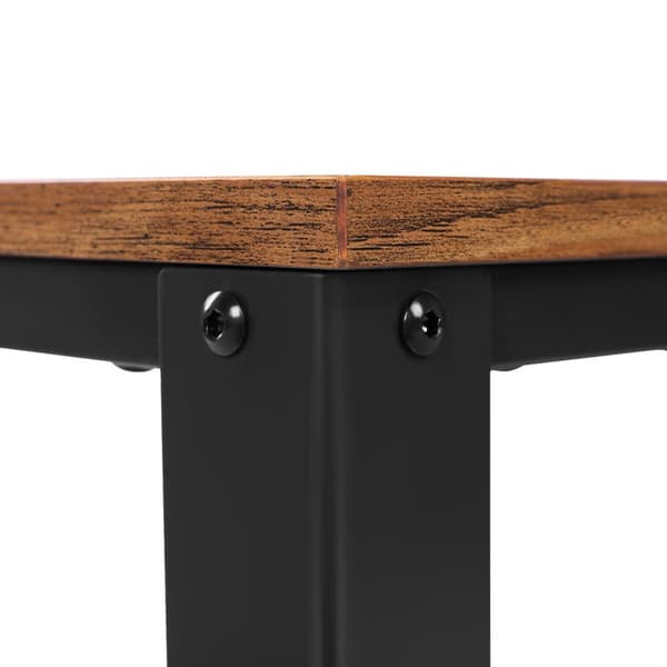 Soffbord, cocktailbord, lätt att montera, industriellt sidobord, sovrum, med metallram, med förvaringshylla, för vardagsrum, sovrum, rustikt brunt