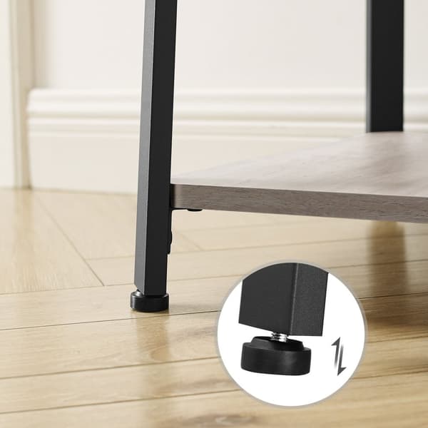 Garderobestativ, Garderobestativ med 3 hylder, stigehylde med kroge til tørklæder, tasker og paraplyer, stålramme, industriel stil, grå og sort LCR08