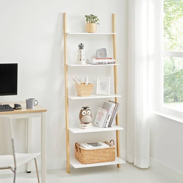Stigehylde med 5 niveauer mat hvid-naturfarve