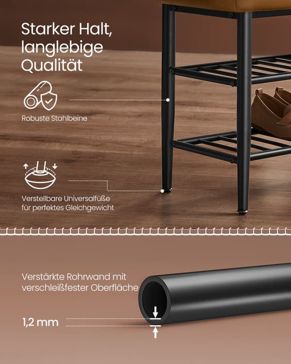 EKHO LSB054K01 Skobænk med syninger 30 x 80 x 50 cm Moderne 135 kg belastningskapacitet 135 kg Kunstlæder med syninger