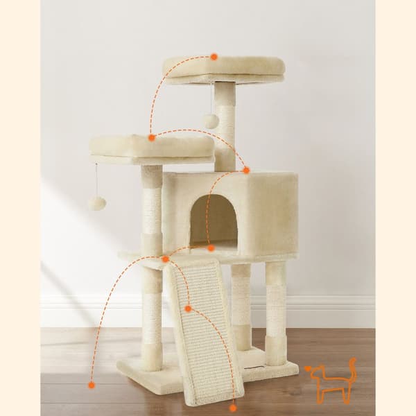 Liten klösbräda för katt med klösbräda Plattformar för katt Mjuk plysch 115 cm Helt Sisal Omsluten Kolumn Beige