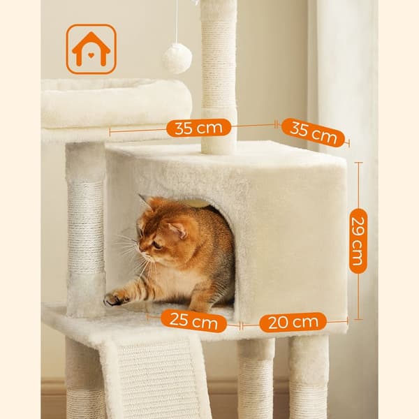 Liten klösbräda för katt med klösbräda Plattformar för katt Mjuk plysch 115 cm Helt Sisal Omsluten Kolumn Beige