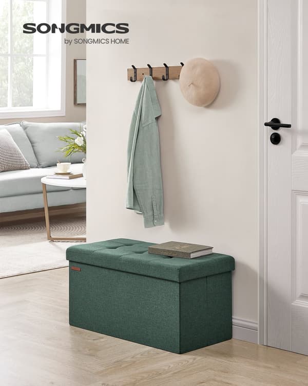 Skammel med opbevaringsplads 38 x 76 x 38 cm vintage grøn