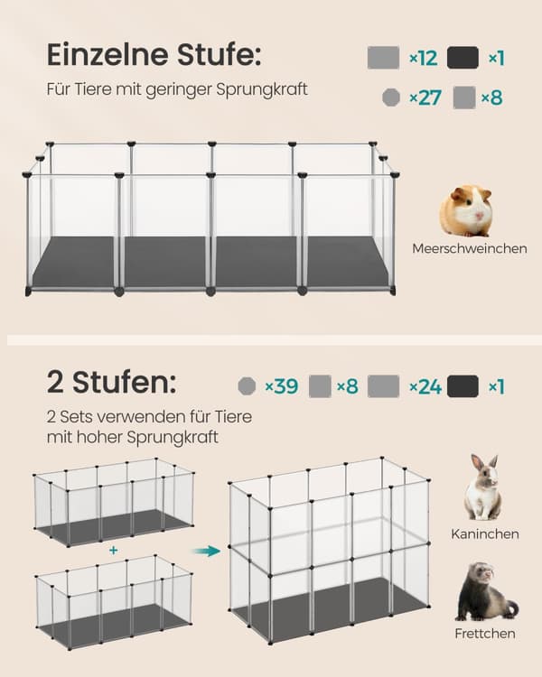 Lemmikkieläinten leikkikehä lattialla, irrotettava Oxford-kangasmatto, pieneläinten kotelo, DIY muovihäkki, sisätiloissa juoksu hamstereille, kaneill