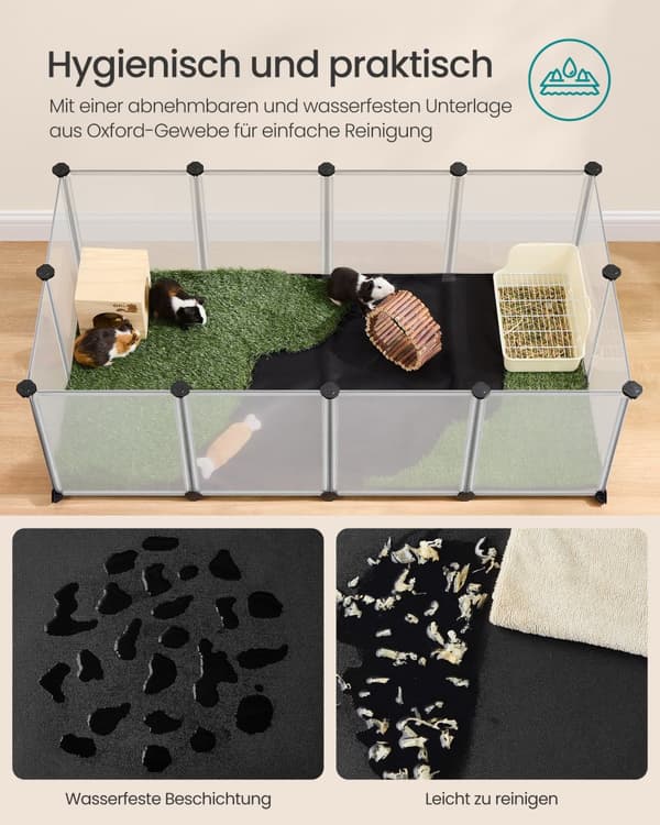 Lemmikkieläinten leikkikehä lattialla, irrotettava Oxford-kangasmatto, pieneläinten kotelo, DIY muovihäkki, sisätiloissa juoksu hamstereille, kaneill