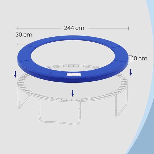 Trampolinkantskydd, fjäderskydd i standardstorlek för 244 cm trampoliner, UV-beständigt