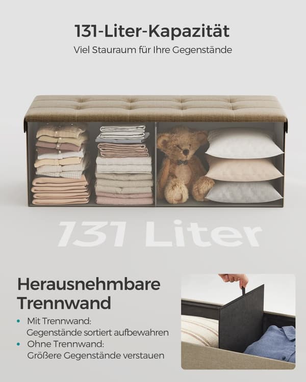 Bänk med förvaringsutrymme, 38 x 110 x 38 cm, sittbröst