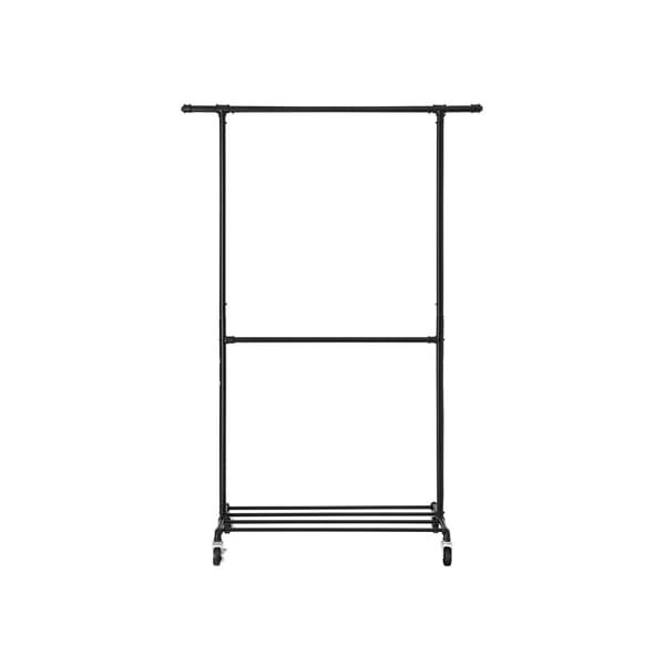 Industriellt klädställ på hjul, maxbelastning 110 kg, dubbla klädhängare, kraftig kommersiell display, svart HSR62BK
