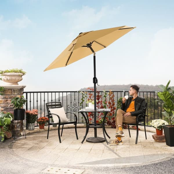 197 cm haveparasol, UPF 50+, solafskærmning, 30° hældning i 2 retninger, håndsving til åbning og lukning, til udendørs haver, pool, balkon, terrasse,