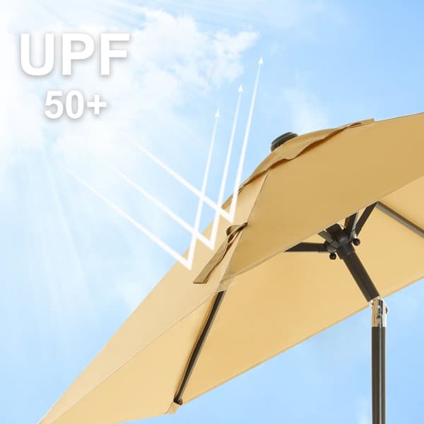 197 cm haveparasol, UPF 50+, solafskærmning, 30° hældning i 2 retninger, håndsving til åbning og lukning, til udendørs haver, pool, balkon, terrasse,