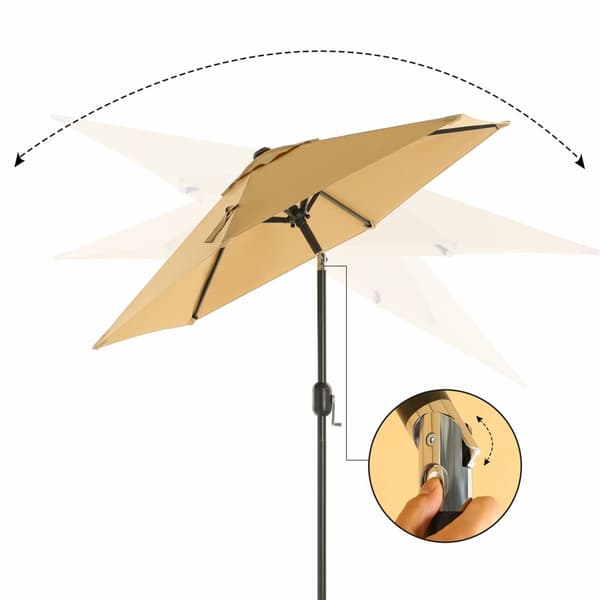 197 cm haveparasol, UPF 50+, solafskærmning, 30° hældning i 2 retninger, håndsving til åbning og lukning, til udendørs haver, pool, balkon, terrasse,