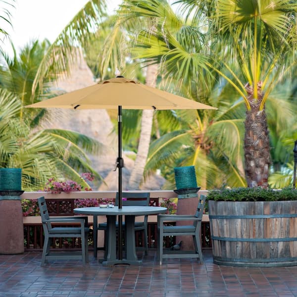 197 cm haveparasol, UPF 50+, solafskærmning, 30° hældning i 2 retninger, håndsving til åbning og lukning, til udendørs haver, pool, balkon, terrasse,