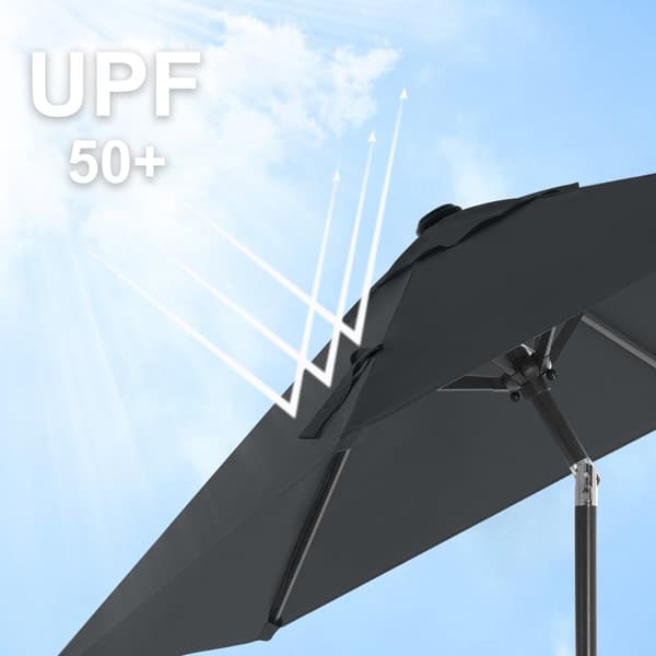 197 cm haveparasol, UPF 50+, solafskærmning, 30° hældning i 2 retninger, håndsving til åbning og lukning, til udendørs haver, pool, balkon, terrasse,