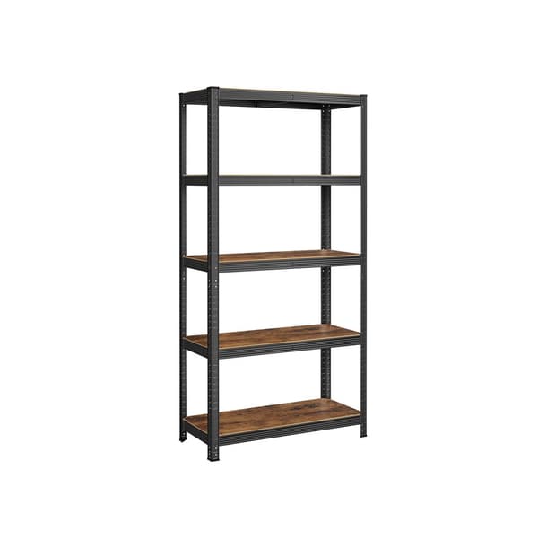 Hyllplan, 40 x 90 x 180 cm, 875 kg lastkapacitet (175 kg per hyllplan), industriella, justerbara förvaringshyllor, för vardagsrum, kök, garage, rusti