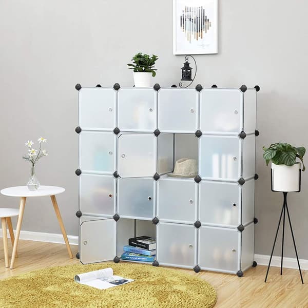 15-kuutioinen DIY-varastoinnin järjestäjäyksikkö, muovinen kaappi, vaatekaappi, ovilla, vaatteille, kengille, kengille, leluille, kirjoille, helppo k