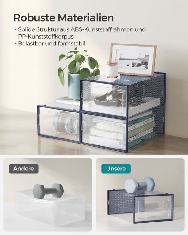 Skokartonger set om 12 transparent antracitblå