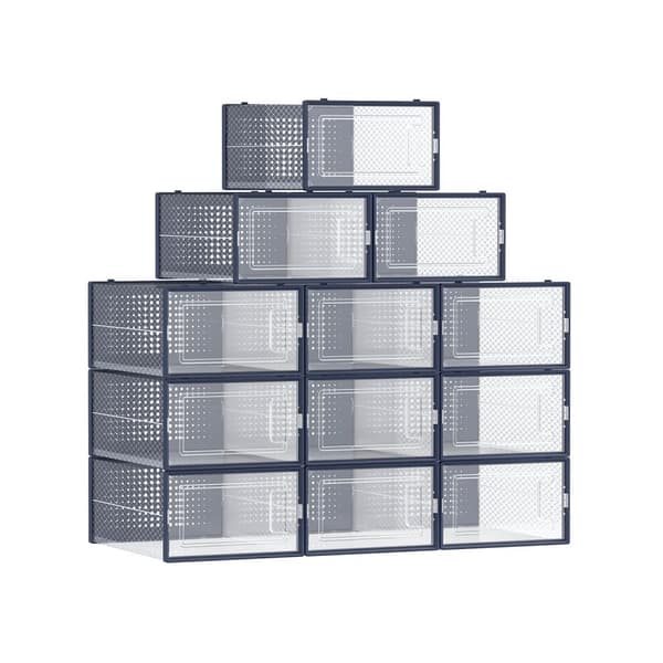 Skokartonger set om 12 transparent antracitblå