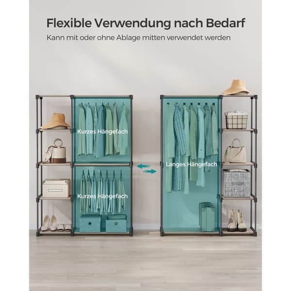 Garderobeskab åbent med bøjlestang 43 x 124 x 182 cm Taupe