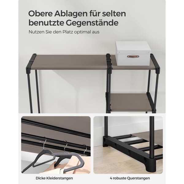 Garderobeskab åbent med bøjlestang 43 x 124 x 182 cm Taupe