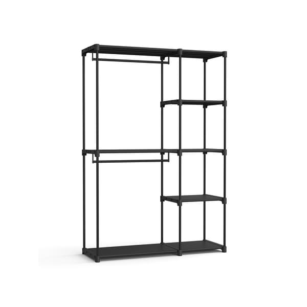 Garderob öppen med klädstänger 43 x 124 x 182 cm svart