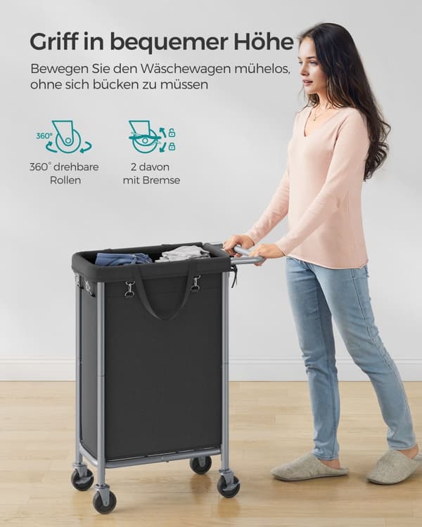 Vasketøjskurv 90 liter med hjul og håndtag
