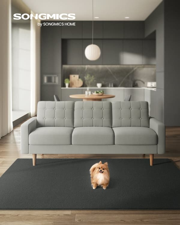 Matta, 160 x 230 cm, halkfri matta, heminredning, för vardagsrum, sovrum, barnkammare, maskintvättbar, modern stil, koksgrå