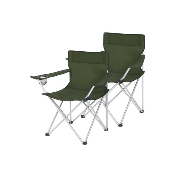 Hopfällbara campingstolar, set om 2 utomhusstolar, med armstöd, mugghållare, bärbar, 120 kg kapacitet, för camping, trädgård, fiske, strand, balkong,