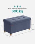 Pikkukuva 5 / 6: Kokoontaitettava penkki 38 x 76 x 40 cm säilytystilalla vaalean denimin sininen
